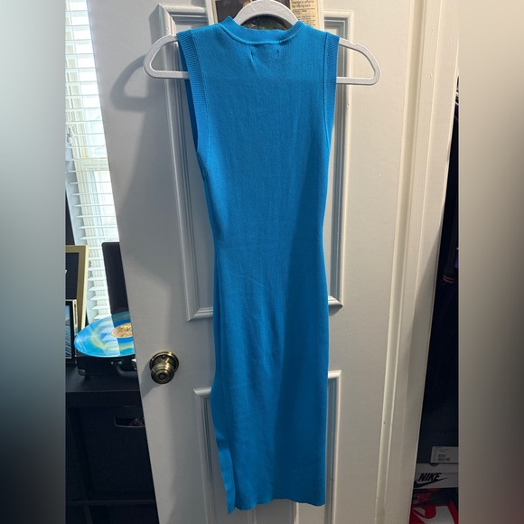 ASOS (Urban Revivo) Sleeveless Knit Midi Dress with Slit in Blue - Picture 6 of 6